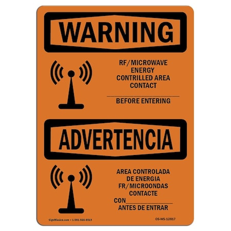 Signmission OSHA WARNING, Rf Microwave Energy Controlled Area Custom, 18in X 12in Aluminum, OS-WS-A-1218-L-12817 OS-WS-A-1218-L-12817
